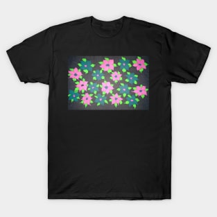 Bold Flowers in Pink and Blue T-Shirt